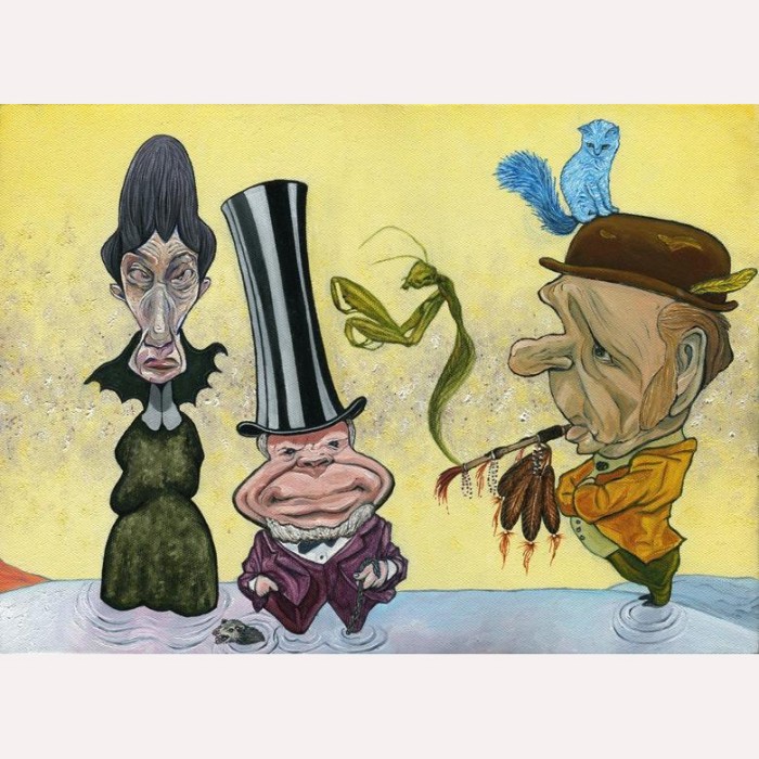 oil painting surreal three people