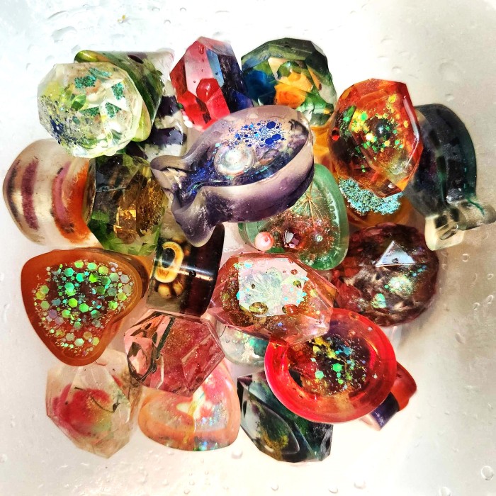 resin gems magical talismans glitter unique witchy crystals faceted 