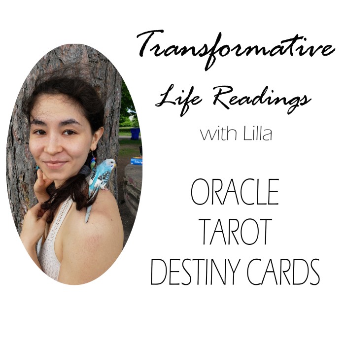 transformative card readings with lilla oracle tarot destiny picture of a young woman with a parakeet on her shoulder